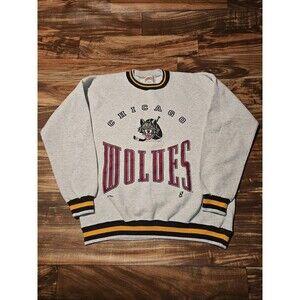 Vintage 1990s Chicago Wolves AHL Hockey Nutmeg Sports Crewneck Sweatshirt L/XL